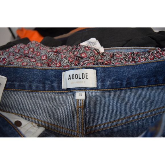 AGOLDE Parker Denim Shorts 26 Swapmeet Distressed Frayed Hem Blue - Picture 3 of 5